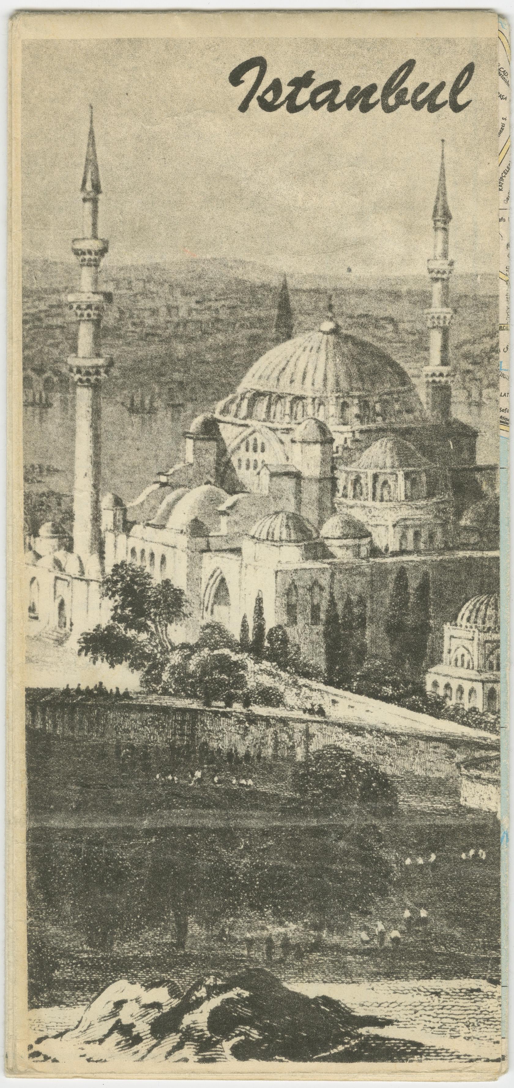 Vintage Tourist Map of Istanbul (Constantinople), Bosphorus & Marmara Sea, c1950