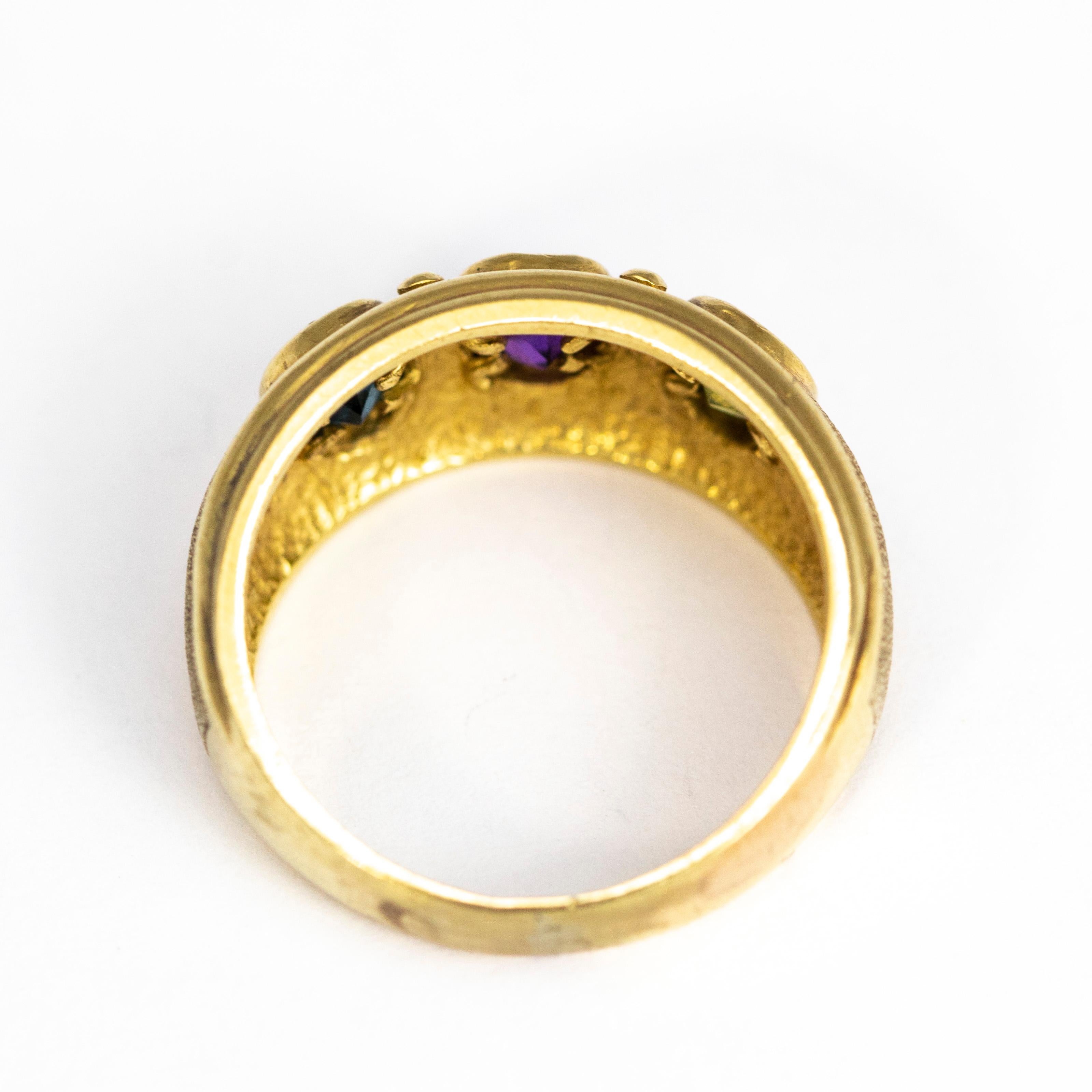 Women's Vintage Tourmaline and 9 Carat Gold Band For Sale