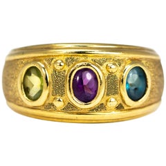 Retro Tourmaline and 9 Carat Gold Band