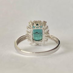 Anello vintage con tormalina e diamante in oro bianco 14 carati