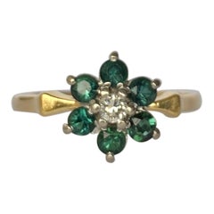 Vintage Tourmaline and Diamond 18 Carat Gold Cluster Ring