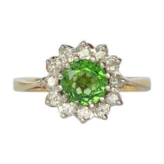 Bague grappe vintage en or 18 carats avec tourmaline et diamants