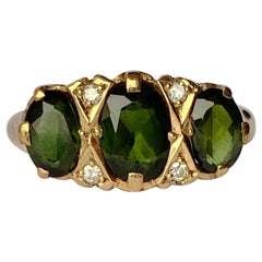 Vintage Tourmaline and Diamond 9 Carat Gold Three-Stone Ring