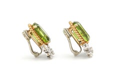 Vintage Tourmaline and Diamond Earrings in 18k Gold & Platinum