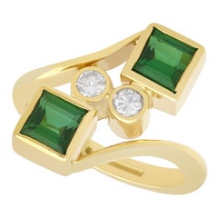Vintage Tourmaline and Diamond Twist Ring in Yellow Gold