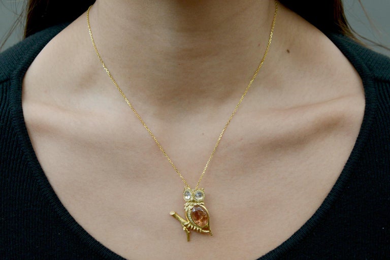 Moonstone Owl Iconic Multi Chain Long Necklace Set main image 1