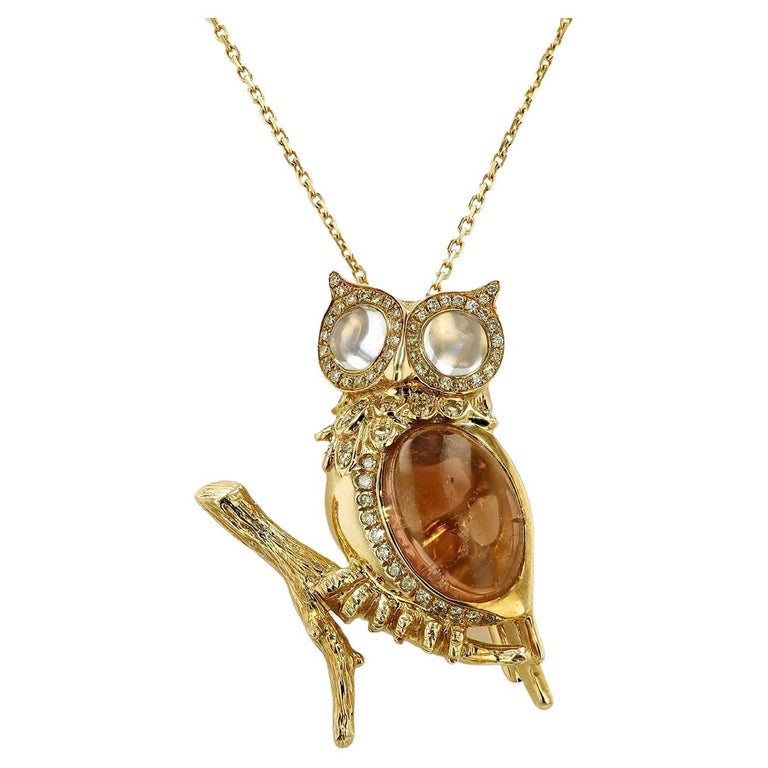 Moonstone Owl Iconic Multi Chain Long Necklace Set