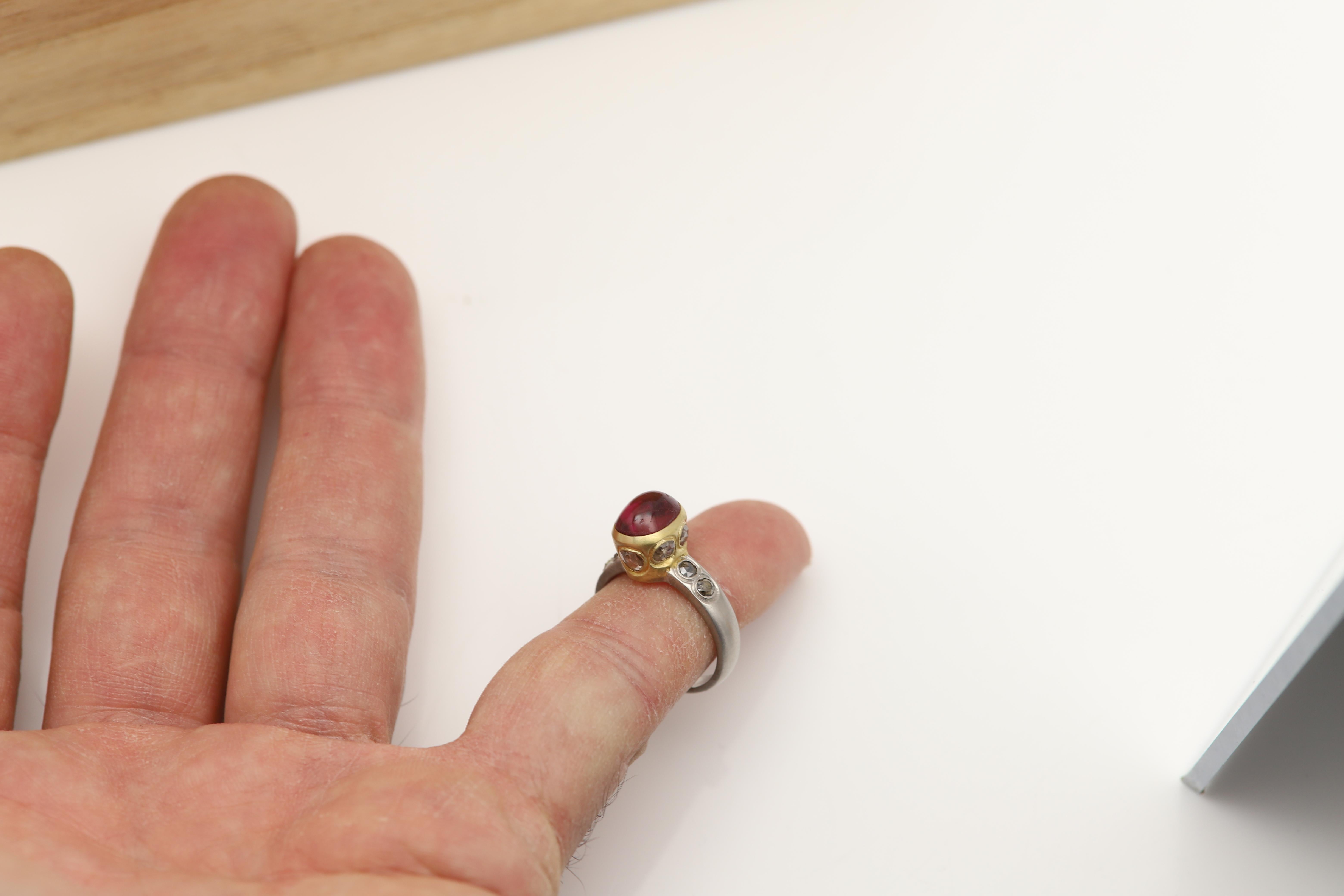 pink tourmaline cabochon ring