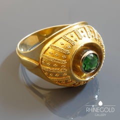 Vintage Tourmaline Granulated Gold Cocktail Ring