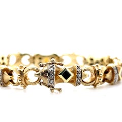 Vintage Tourmaline Iolite Citrine Diamond 14k Yellow Gold Link Bracelet 1980s