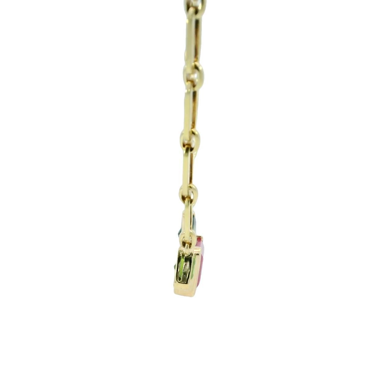 Vintage Tourmaline Paperclip Link Necklace 18K Yellow Gold 18.75
