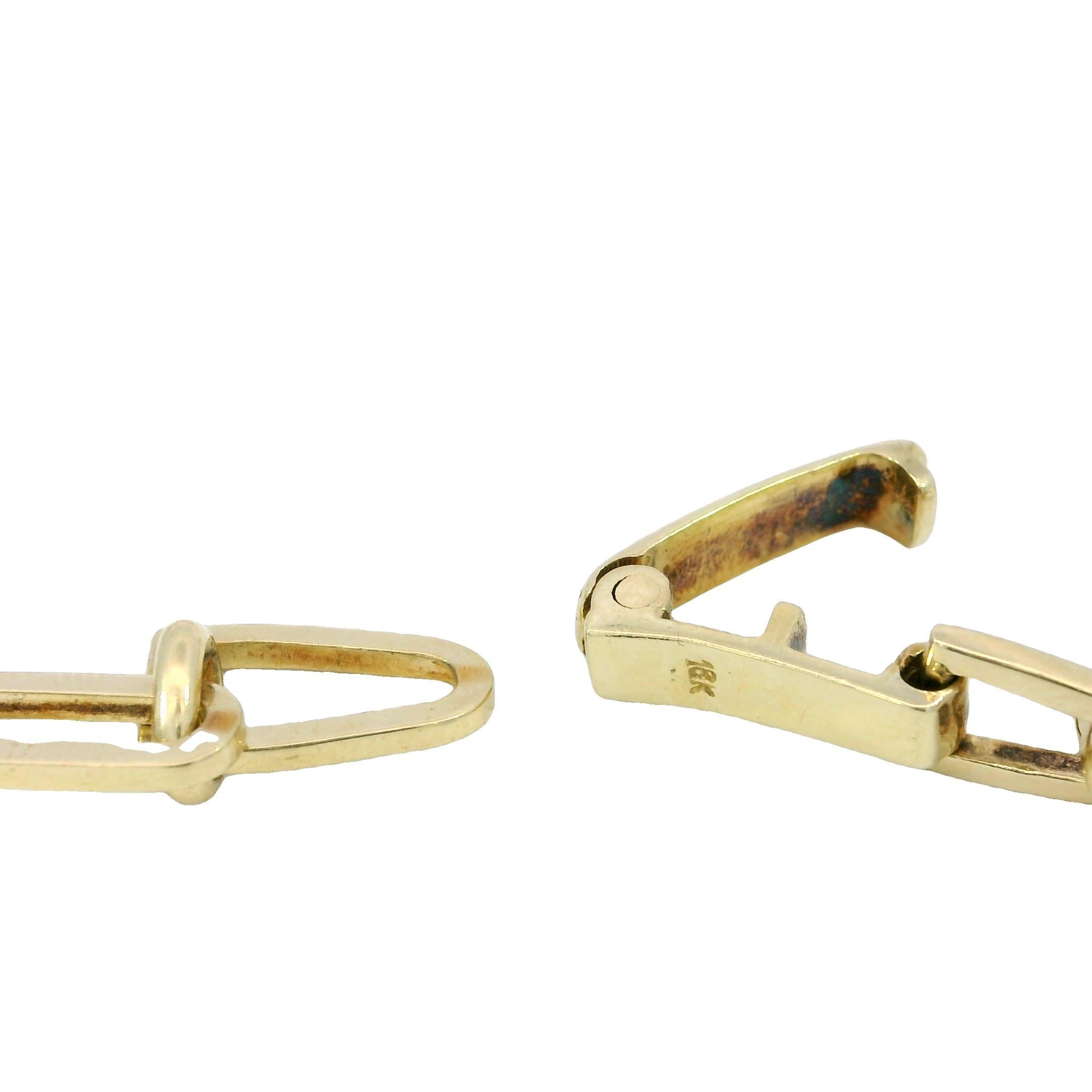 Vintage Tourmaline Paperclip Link Necklace 18K Yellow Gold 18.75