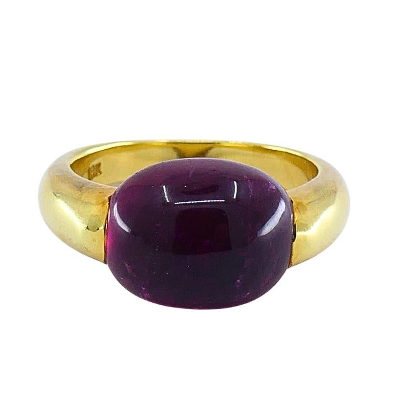 Taille cabochon Vintage Tourmaline Ring 18k Gold Estate Jewelry en vente