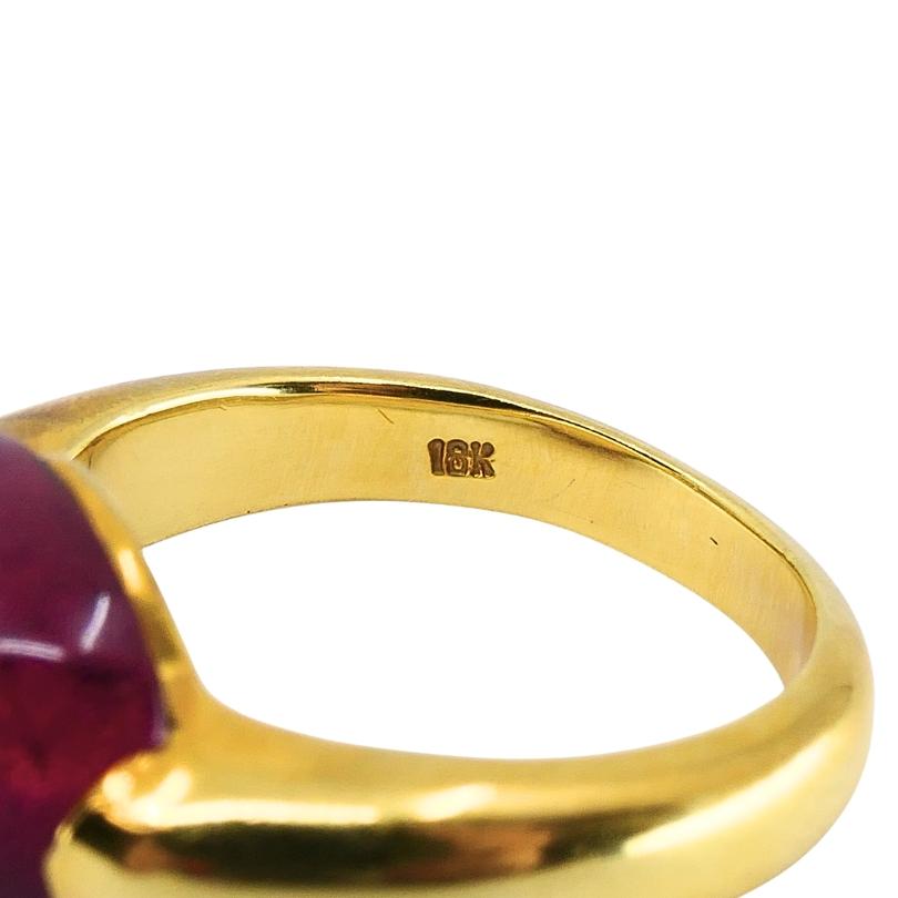 Vintage Tourmaline Ring 18k Gold Estate Jewelry en vente 4