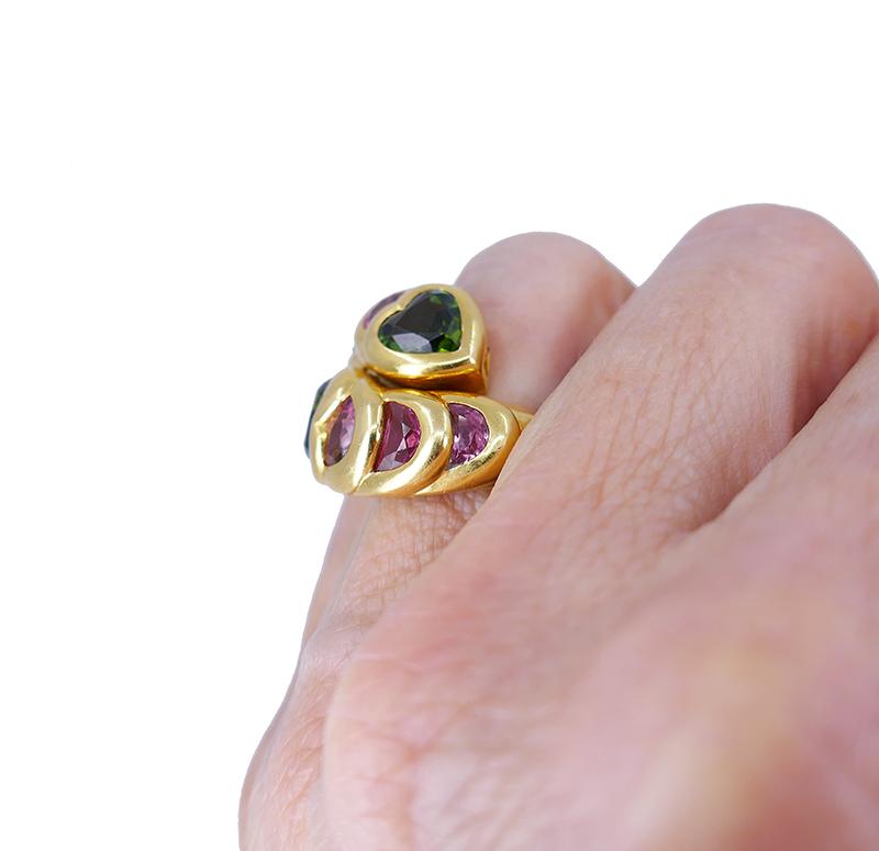 Vintage Tourmaline Ring 18k Gold French Estate Jewelry For Sale 5