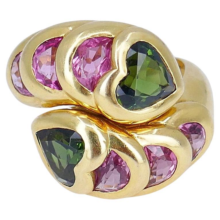 Vintage Tourmaline Ring 18k Gold French Estate Jewelry For Sale