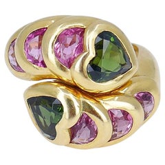 Retro Tourmaline Ring 18k Gold French Estate Jewelry