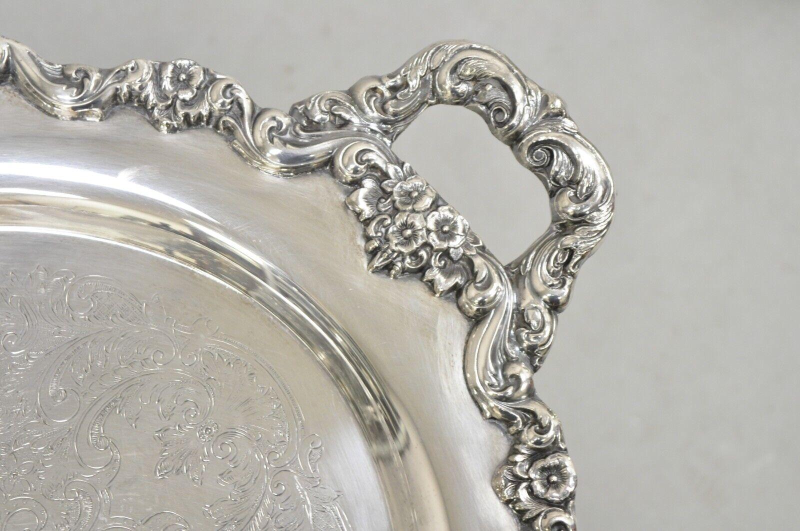 20th Century Vintage Towle 6955 Large Silver Plated Oval Victorian Serving Platter Tray For Sale
