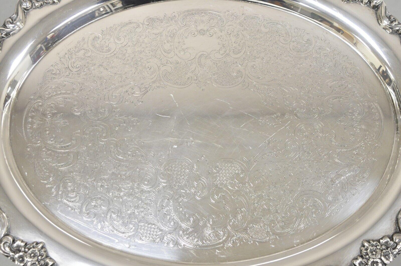 Vintage Towle 6955 Large Silver Plated Oval Victorian Serving Platter Tray For Sale 1
