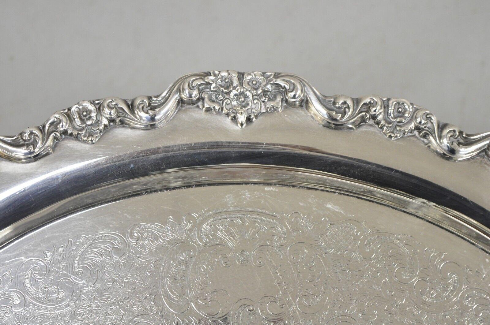 Vintage Towle 6955 Large Silver Plated Oval Victorian Serving Platter Tray For Sale 2