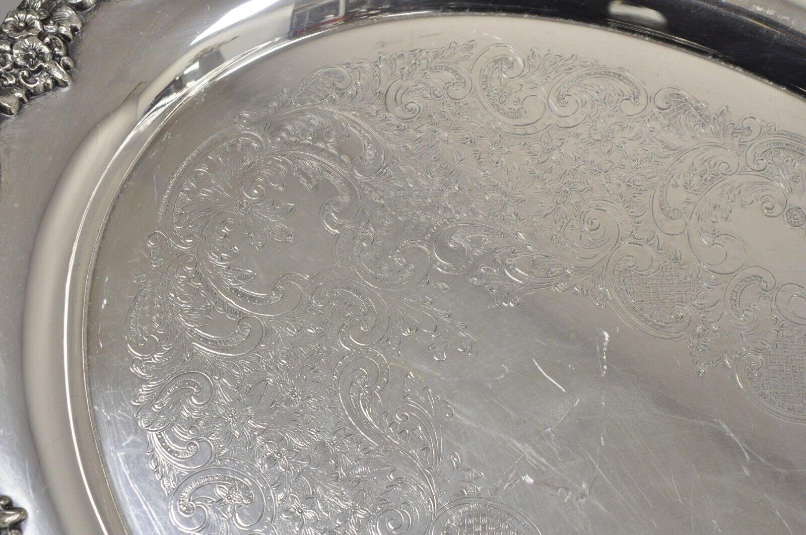 Vintage Towle 6955 Large Silver Plated Oval Victorian Serving Platter Tray For Sale 4