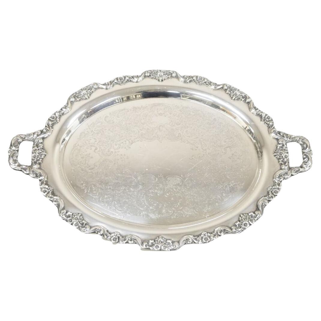 Vintage Towle 6955 Large Silver Plated Oval Victorian Serving Platter Tray For Sale