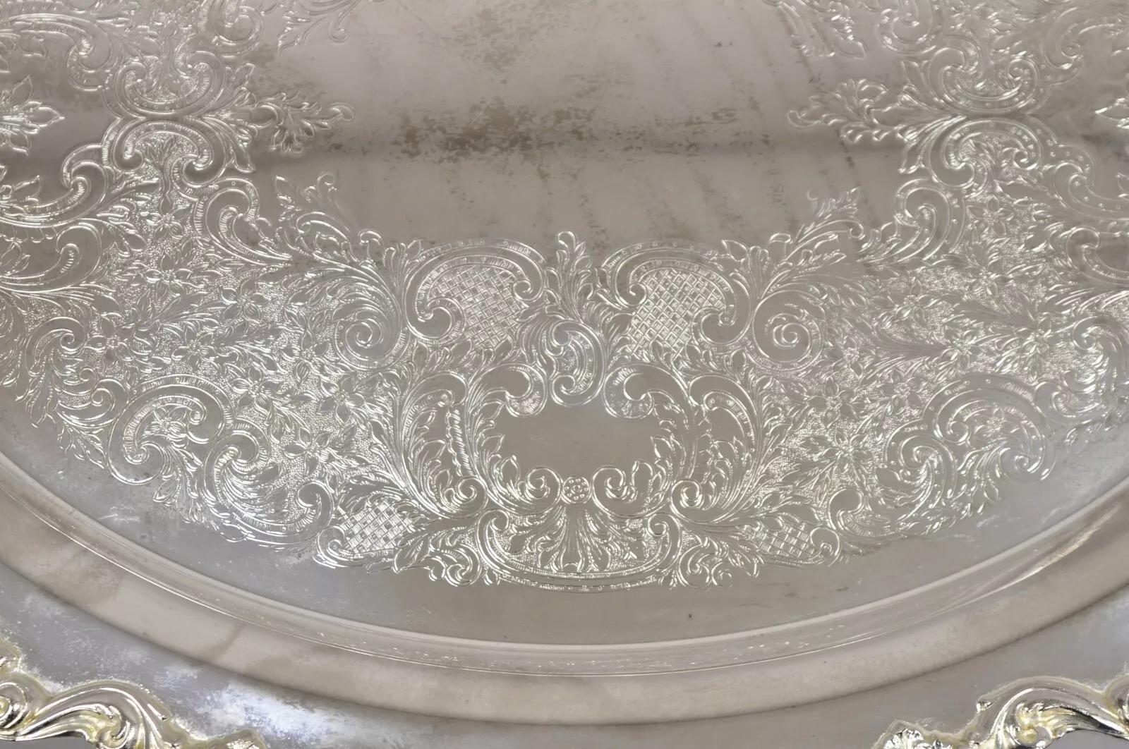 Vintage Towle großen verzierten viktorianischen Oval versilbert Servierplatte Tablett (Viktorianisch) im Angebot
