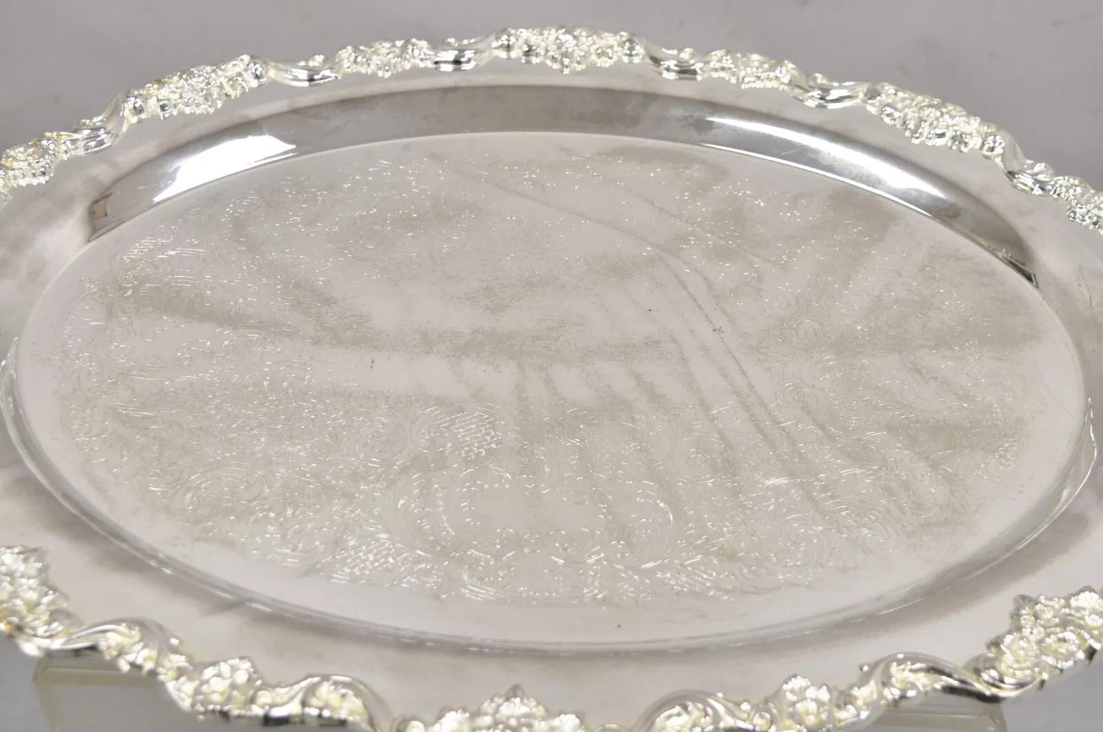 Vintage Towle großen verzierten viktorianischen Oval versilbert Servierplatte Tablett (Unbekannt) im Angebot