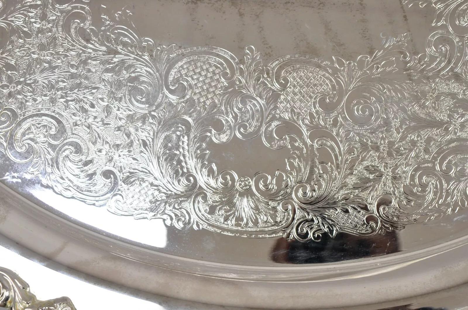 Vintage Towle großen verzierten viktorianischen Oval versilbert Servierplatte Tablett im Angebot 1