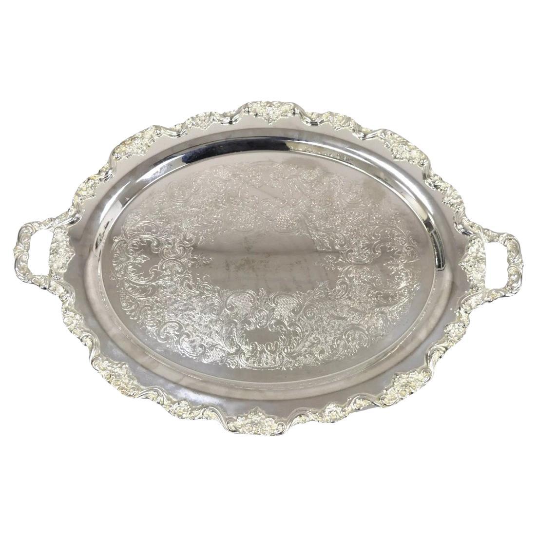 Vintage Towle Grande piatto da portata ovale ornato vittoriano placcato in argento Vassoio