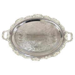 Vintage Towle Large Ornate Victorian Oval Silver Plated Serving Platter Tray