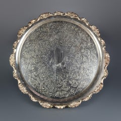 Vintage Towle Silver Plate Punch Bowl Set with under Tray and Twelve Cups