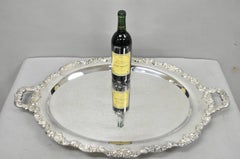 Vintage Towle Victorian Silver Plated Oval Twin Handle Serving Platter Bar Tray