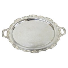 Vintage Towle Victorian Silver Plated Oval Twin Handle Serving Platter Bar Tray