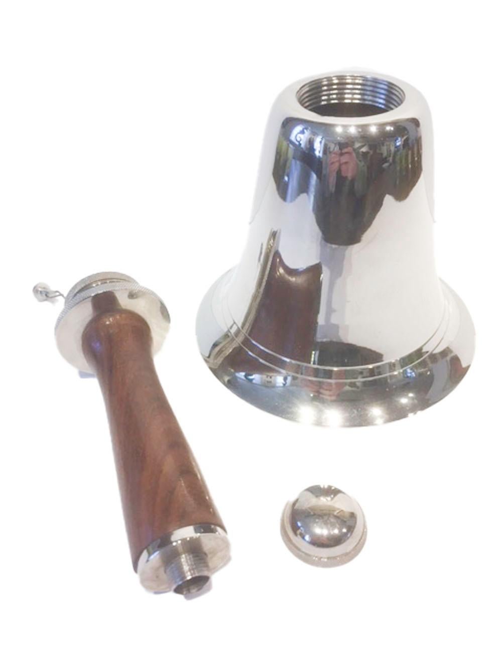 Mid-Century Modern Vintage Town Crier Bell-Form Cocktail Shaker, Complete with Clapper