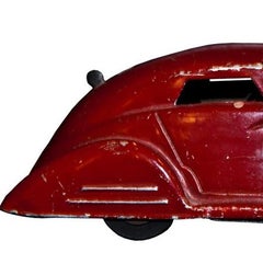 Vintage Toy Car, Wind Up Red Car, Early 20th Century