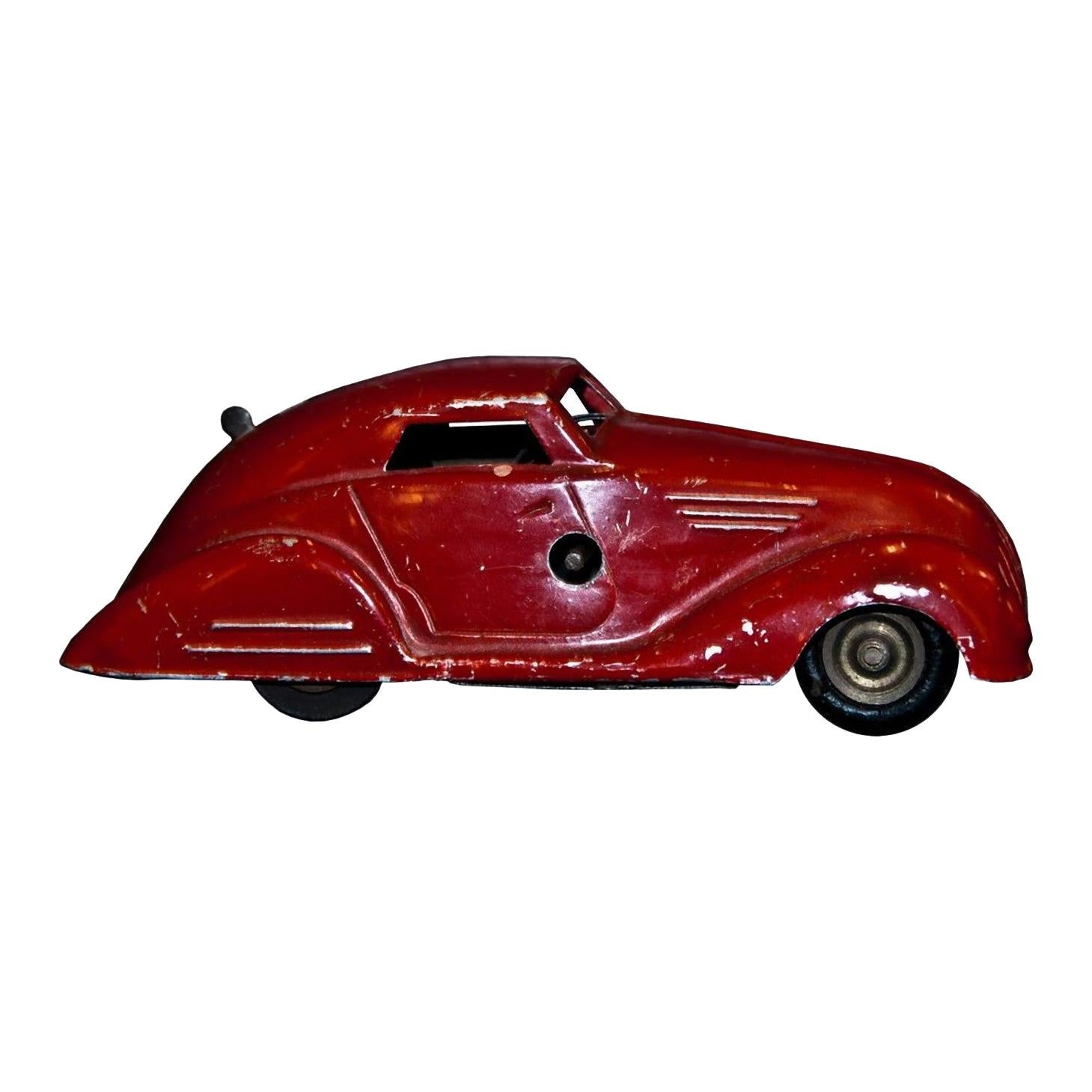 Vintage Toy Car, Wind Up Red Car, Early 20th Century