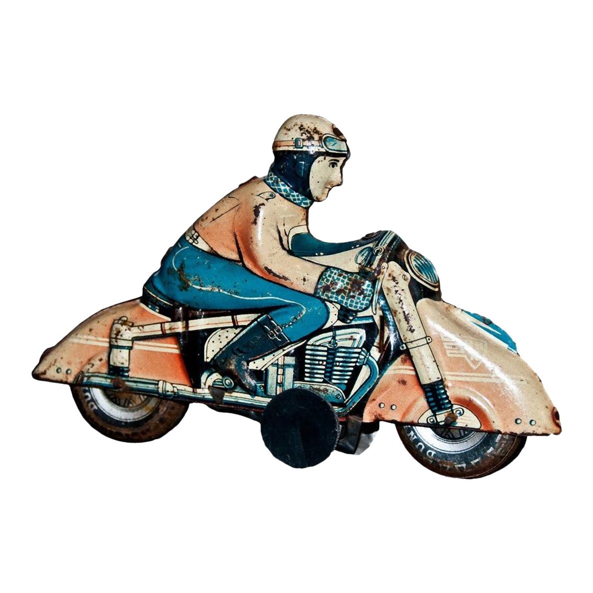 Oldtimer-Spielzeug:: HKN-Motorradfahrer:: hergestellt von Huki Kienberger:: 1950er Jahre im Angebot