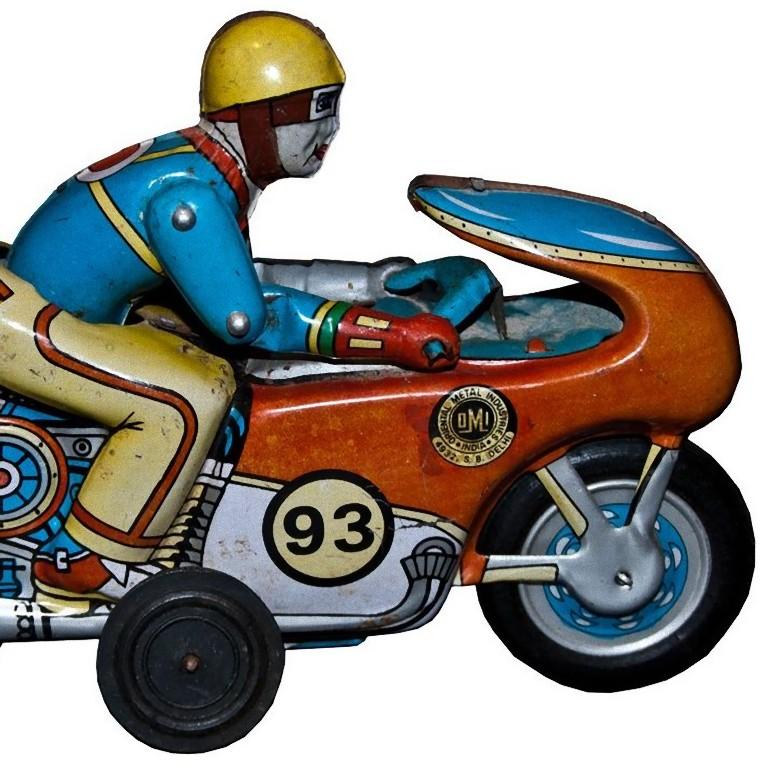 Vintage-Spielzeug-Motorrad von Oriental Metal Industries:: Indien:: 1970er Jahre (Indisch) im Angebot