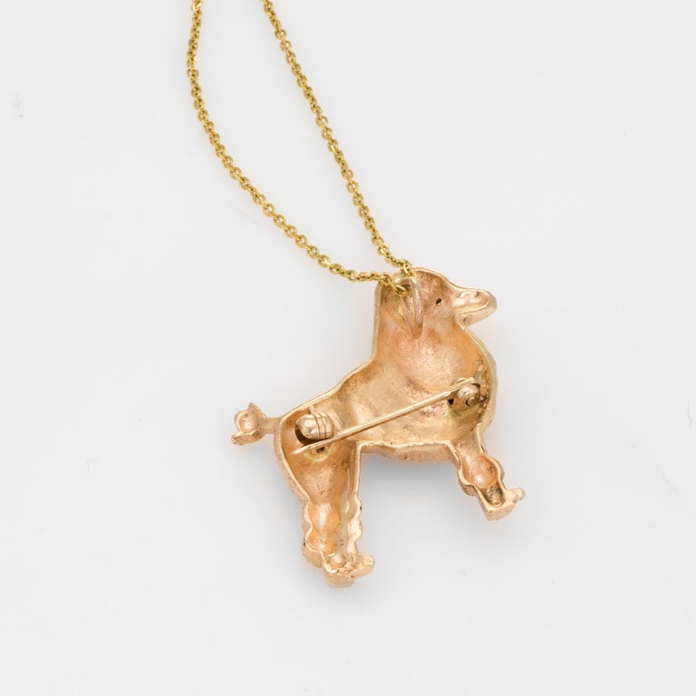 Vintage Toy Poodle Dog Pendant Necklace 14 Karat Gold Estate Fine Animal Jewelry For Sale at 1stdibs