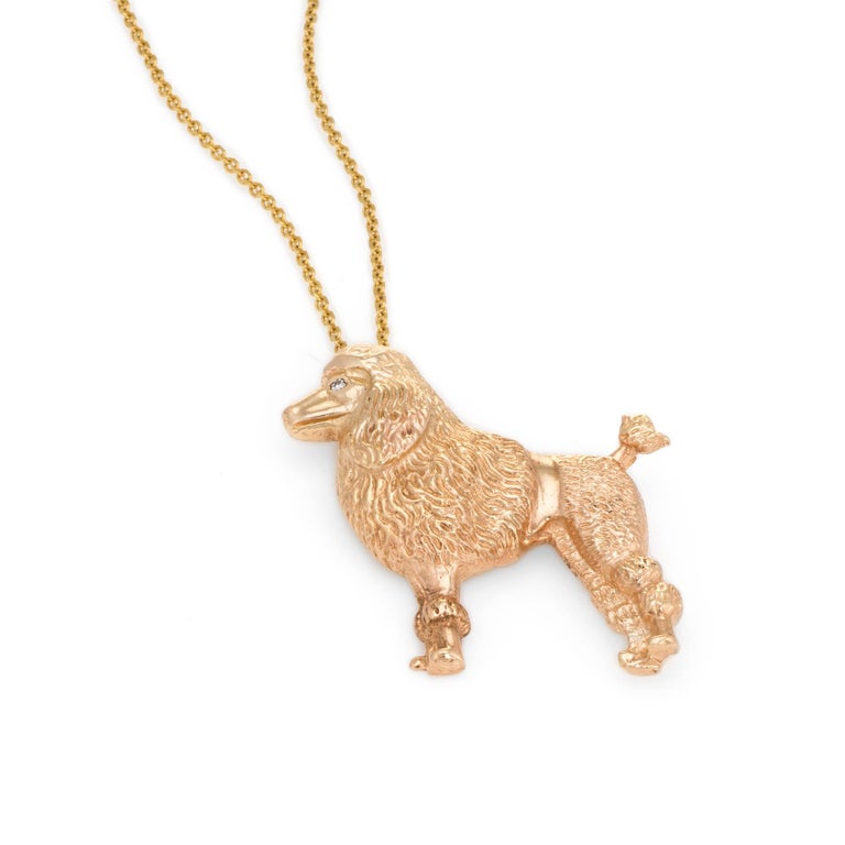 Vintage Toy Poodle Dog Pendant Necklace 14 Karat Gold Estate Fine Animal Jewelry For Sale at 1stdibs