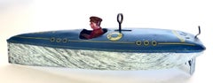 Vintage Toy Wind-Up "Baby L" Speedboat by Lindstrom Toy Co., American Circa 1933