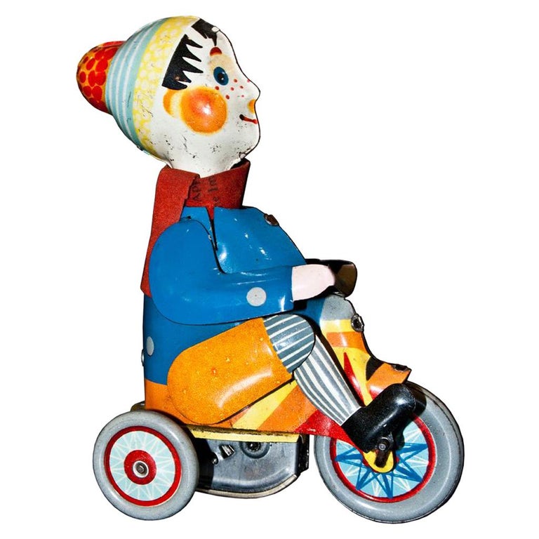 Vintage Toy, Wind Up Boy on Tricycle, Made in Germany, 1930s For Sale