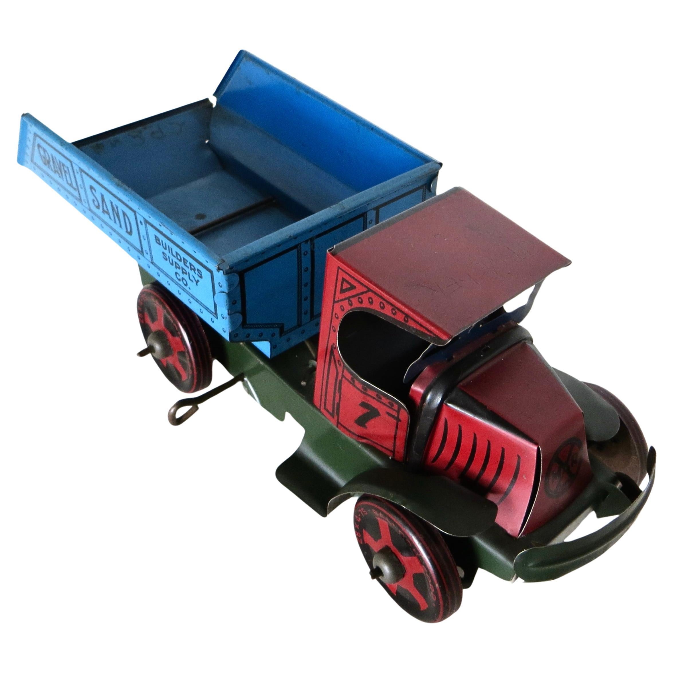 Vintage Toy Wind-Up Dump Truck by The Marx Toy Company, N.Y. American Circa 1930 For Sale