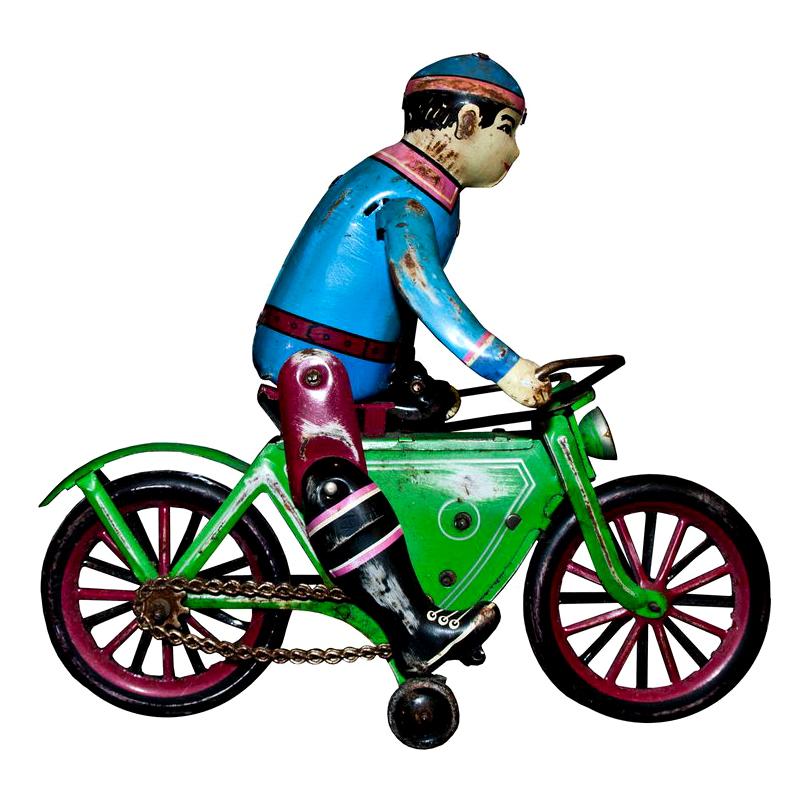 Vintage-Spielzeug, Wind Up Motorradfahrer