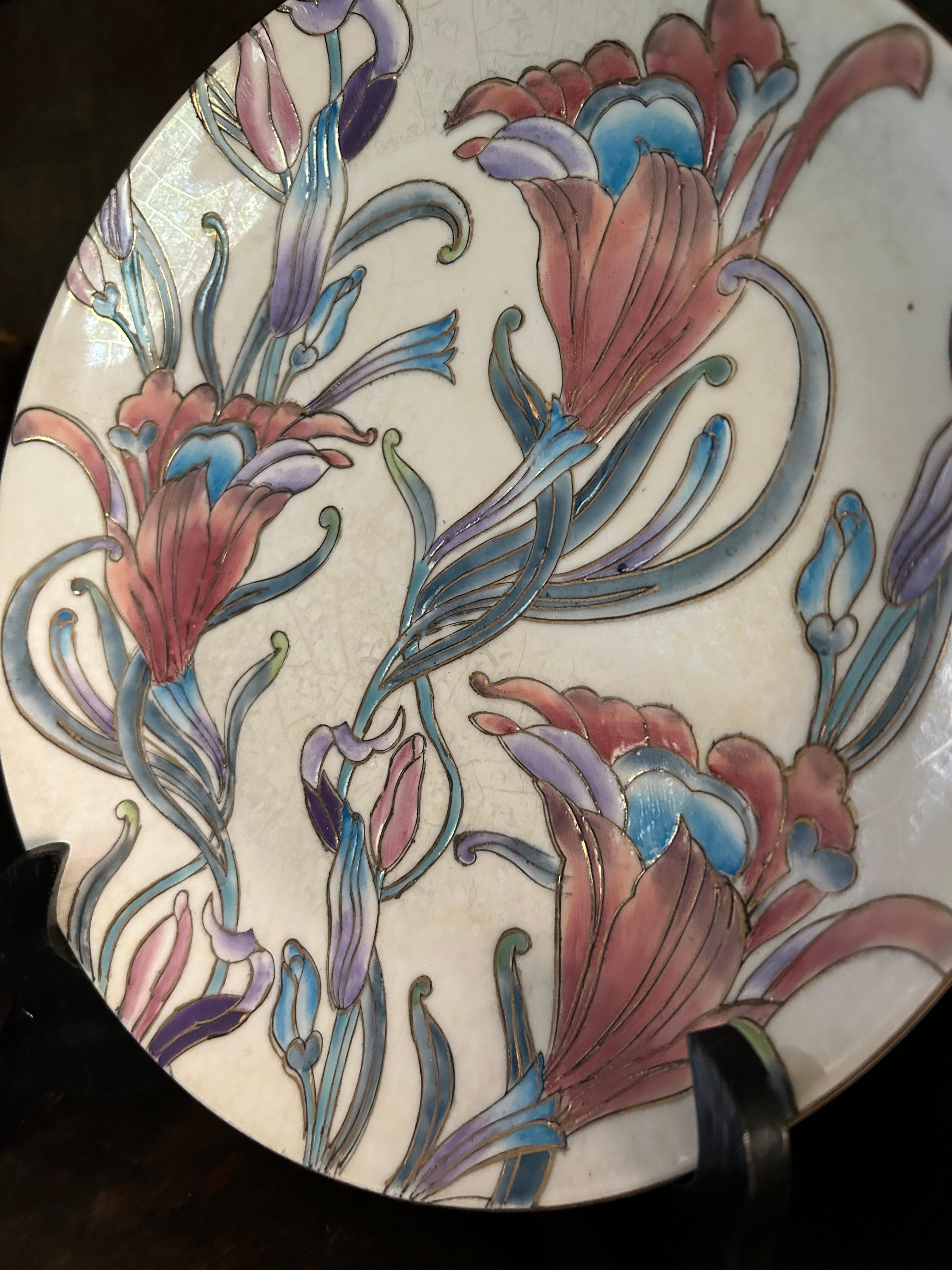 20th Century Vintage Toyo Hand Painted Floral Decorative Small Plate  For Sale