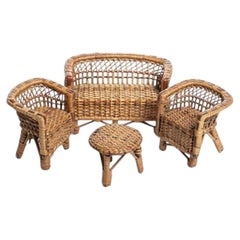 Vintage toys - Pair of armchairs; miniature sofa and table