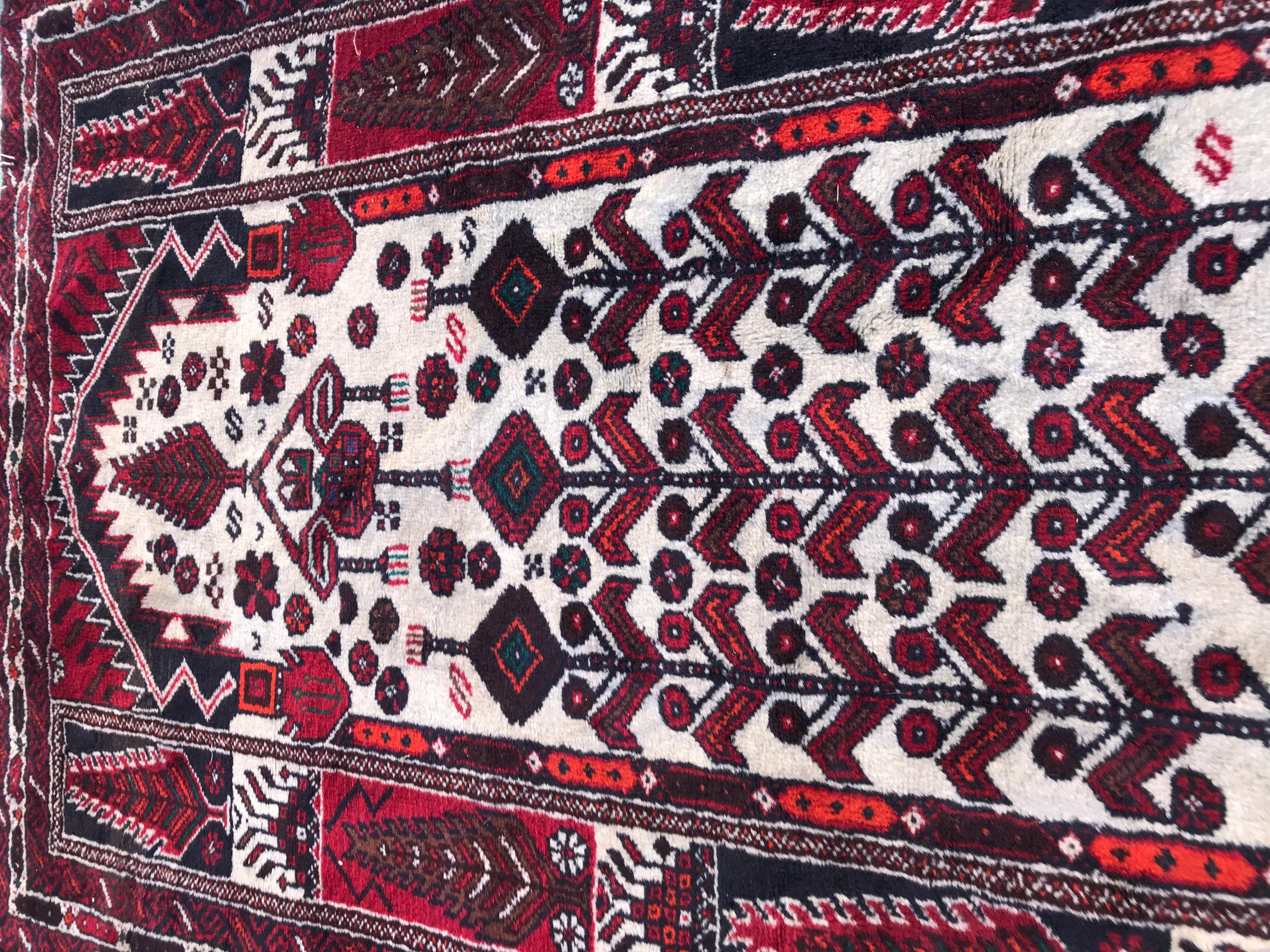 Hand-Knotted Vintage Traditional Afghan Baluch Rug