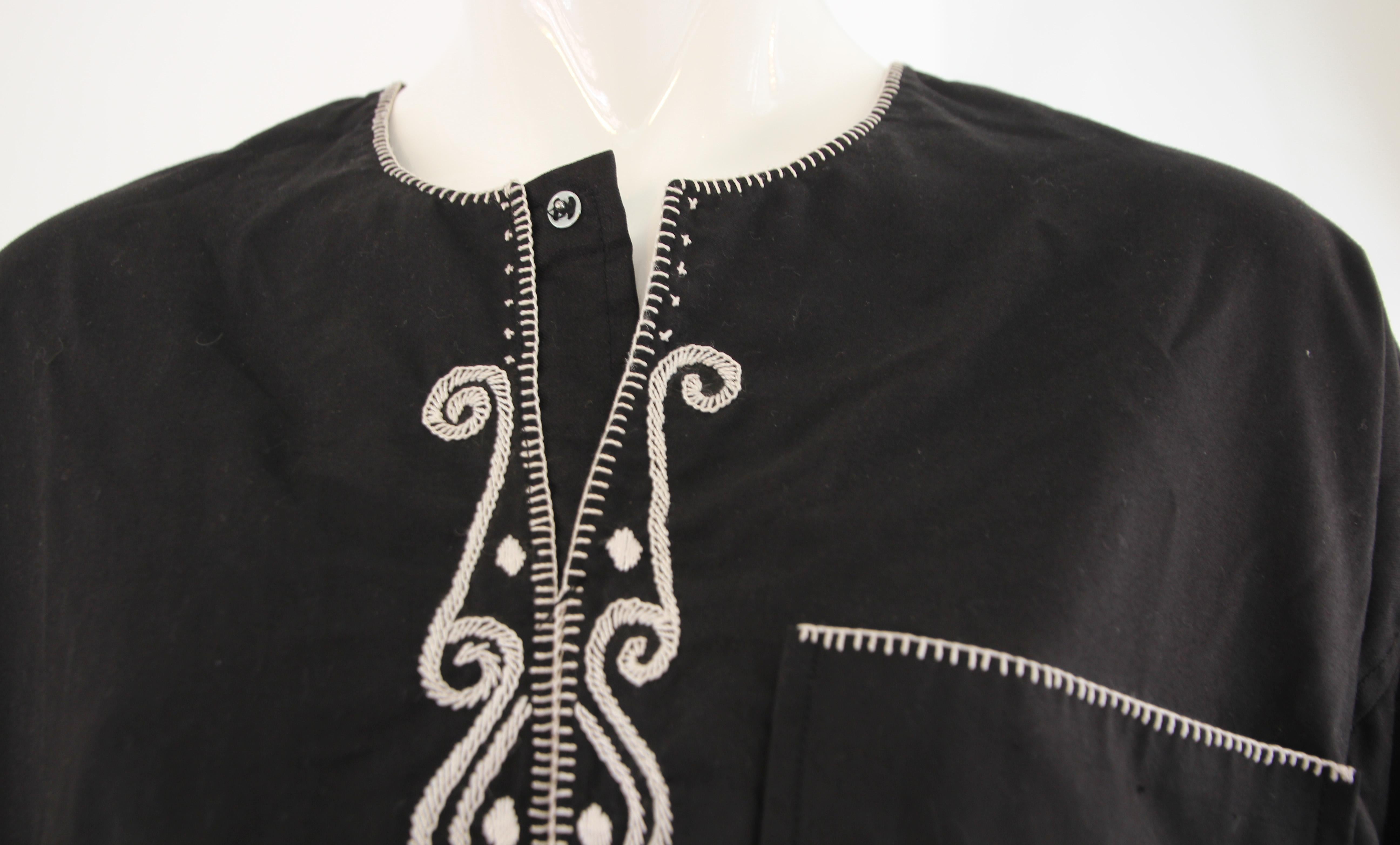 Vintage Traditional African Embroidery Black Shirt For Sale 8