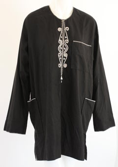 Vintage Traditional African Embroidery Black Shirt